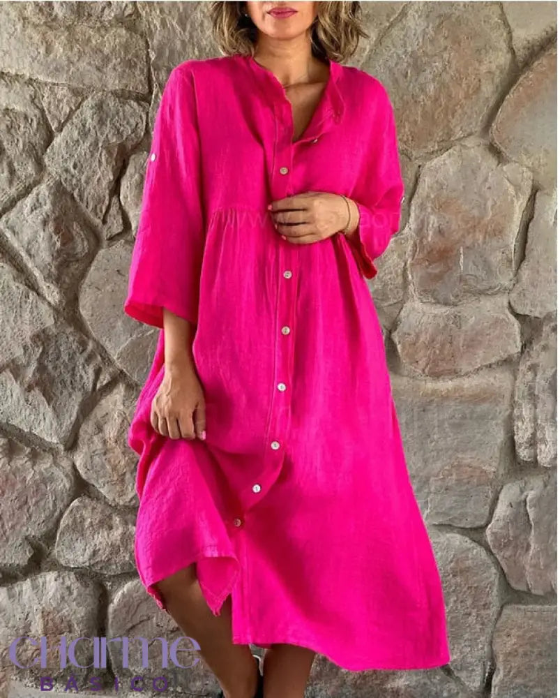 Descubra O Encanto Do Vestido Rosa: Toque Perfeito De Estilo E Conforto! Pink / P
