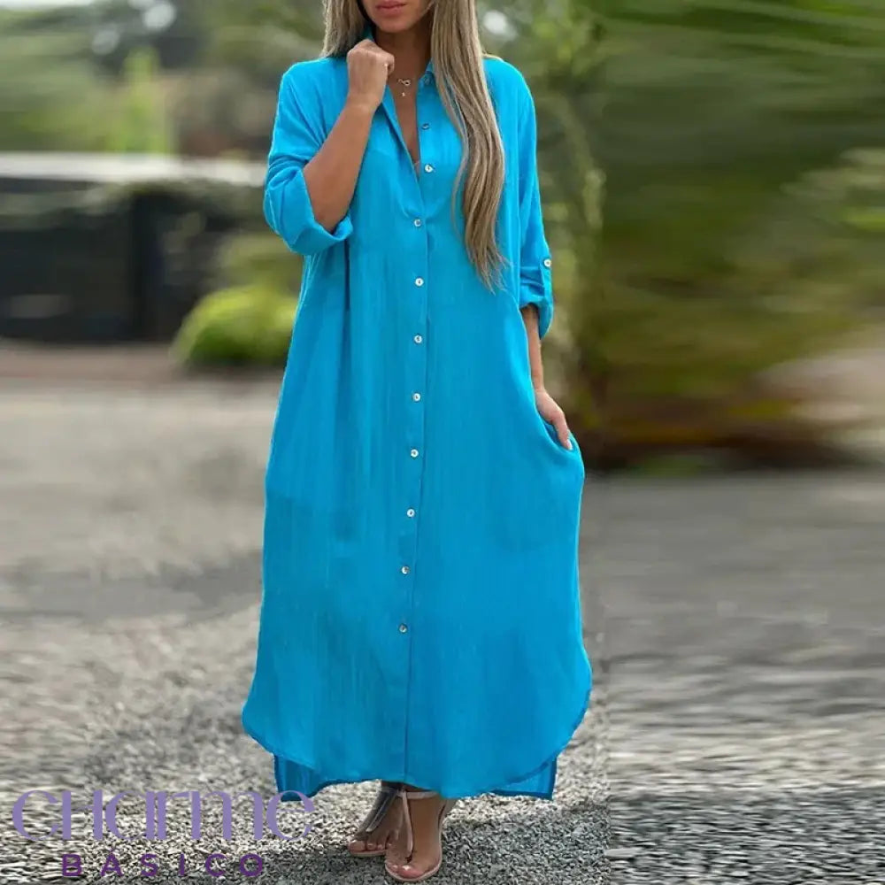 Vestido Feminino Eliane Aproveite 65% De Desconto No Nosso Best-Seller! Azul / P