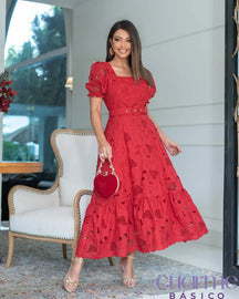 Vestido Bellezza – Elegância e Sofisticação em Cada Detalhe! ✨ Vermelho Paixão / P