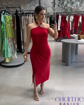 Vestido Midi Glamour – Sofisticação e Elegância em Cada Detalhe
