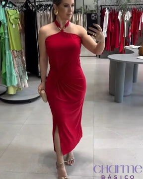 Vestido Midi Glamour – Sofisticação e Elegância em Cada Detalhe