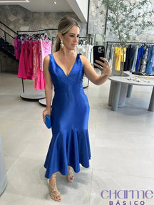 Vestido Royal Elegance – A Escolha Perfeita para Brilhar! Azul / P